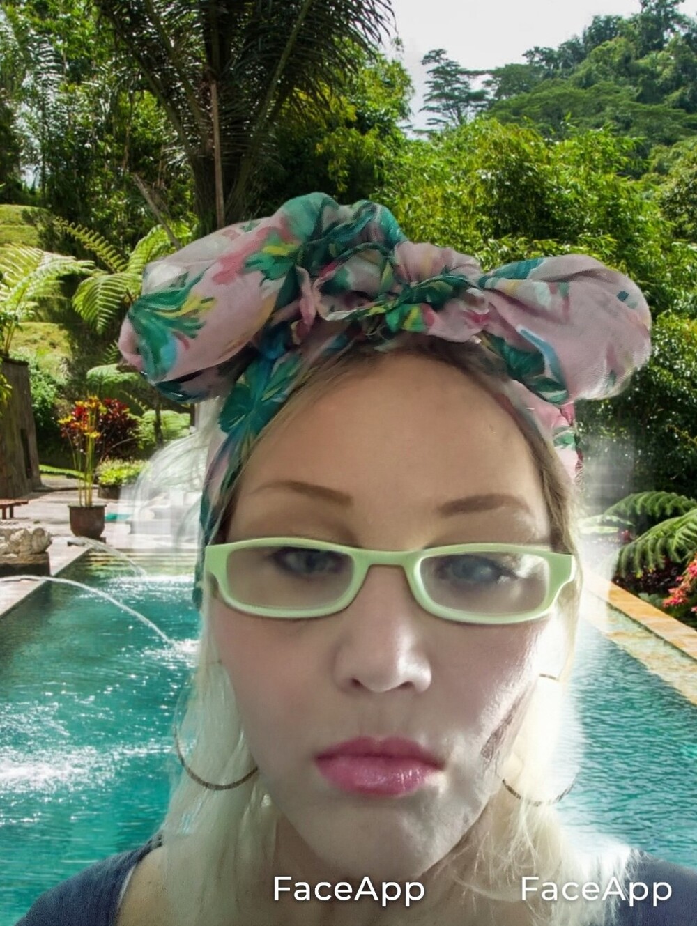 Floral Print Knot Headscarf - Pink Green